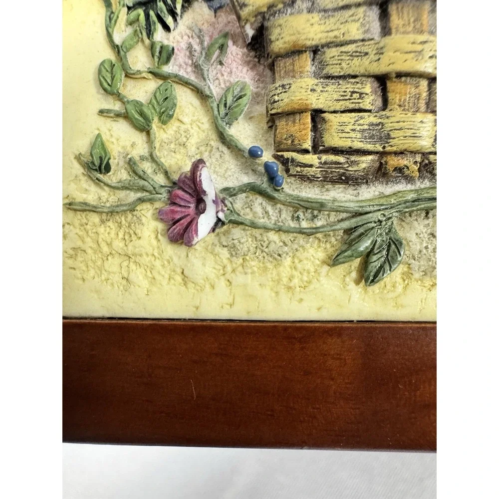 Vintage 3D Wooden Jewelry Box with 3D Floral Basket Design -‎ Richter